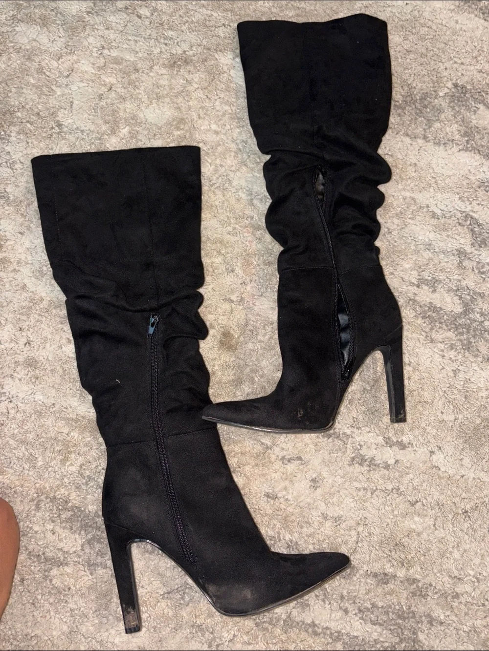 OFFERS! Black Over the Knee Pointed Toe Slouch Boots size 8 knee high boots